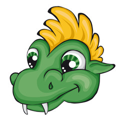Dragon's head. Cartoon style. Isolated image on white background. Clip art for children. 