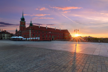 Royal castle in old town of Warsaw in the morning.