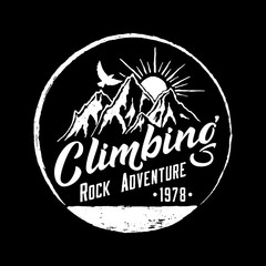 Mountain Climbing Hand Drawn Emblem.