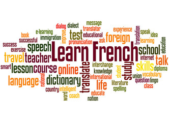 Learn French, word cloud concept 2