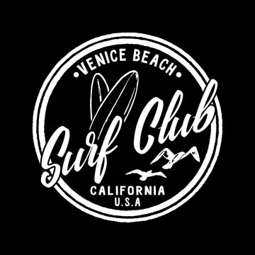 Vector Summer Surf Club retro badge.