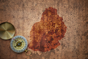 map of mauritius on a old vintage crack paper