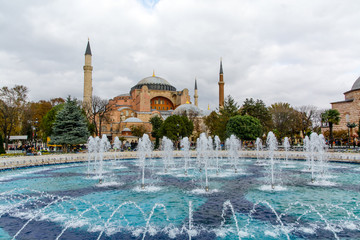 Fountain In Front Of Hagia Sophia Against Sky