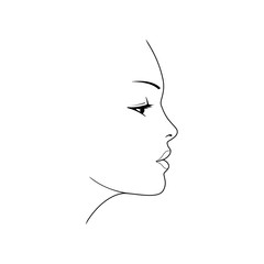Woman's face. Beautiful female face silhouette in profile.