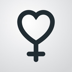 Icono plano corazon simbolo femenino en fondo degradado