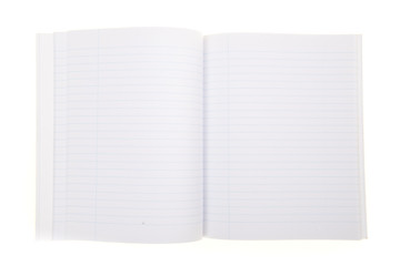 Empty office or school work book with lines isolated on a white background