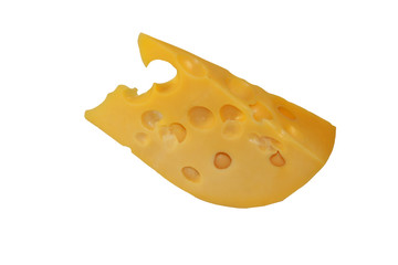 Piece of cheese isolated on white background