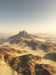 Desert Hilltop City - fantasy illustration