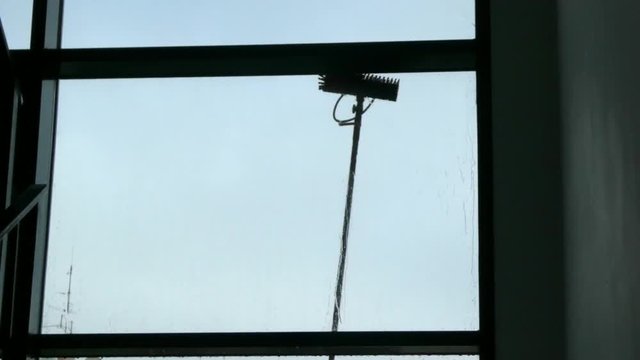 Window cleaning in a residential building from inside