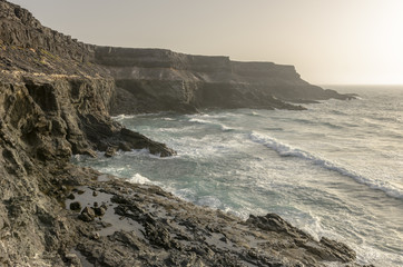 View of a cliff in Fuerteventura, Canary Islands, Spain.