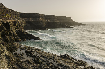 Fototapeta na wymiar View of a cliff in Fuerteventura, Canary Islands, Spain.