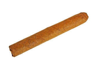 Cigar isolated on a white background, top view