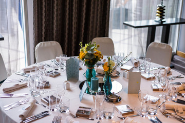 Wedding decoration in yellow with natural flowers