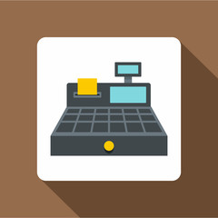 Sale cash register icon, flat style