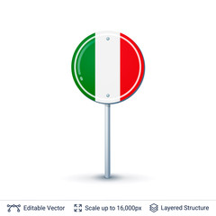 Italy flag isolated on white.