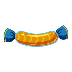 Sweet candy in colorful wrap icon, cartoon style