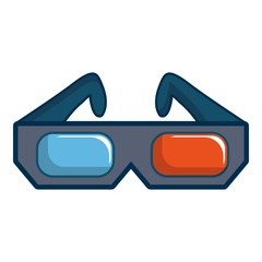 3D cinema glasses icon, cartoon style