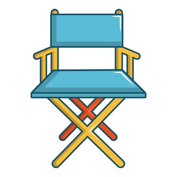 Cinema director chair icon, cartoon style