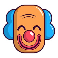 Smiling clown head icon, cartoon style