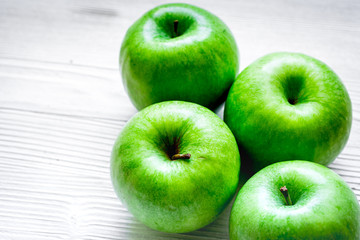 green apples for healthy dessert on white background