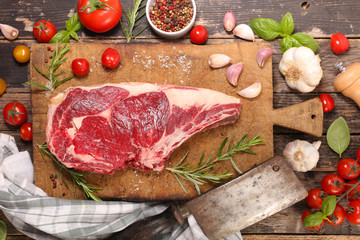 raw beef with ingredients