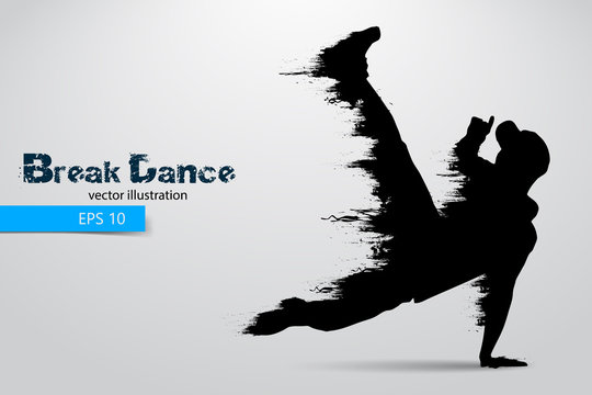 Silhouette of a break dancer from particles. Vector illustration