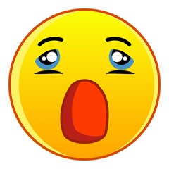 Yellow emoticon with open mouth icon cartoon style