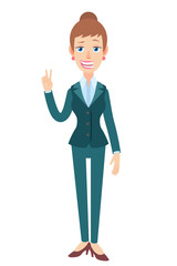 Businesswoman showing victory sign