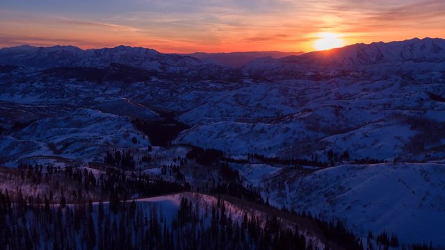 Flying over winter scene
