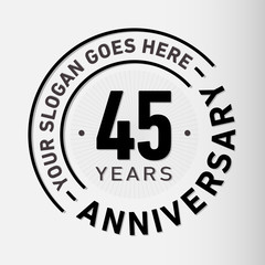 45 years anniversary logo template. Vector and illustration. - obrazy, fototapety, plakaty