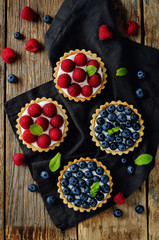 Raspberry and blueberry tartlets