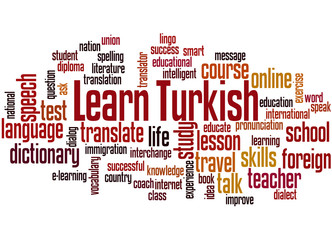 Learn Turkish, word cloud concept 3