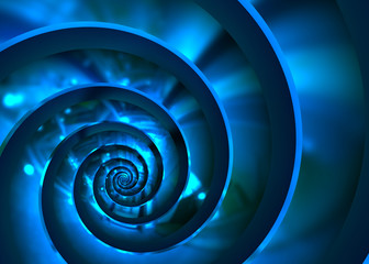 Blue Brilliant Metal Spiral - Abstract Bright Helical Background 
