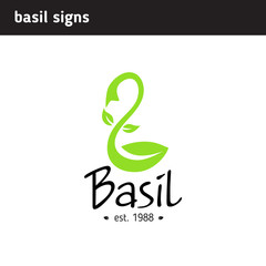 Logo basil leaf in the form of a scoop