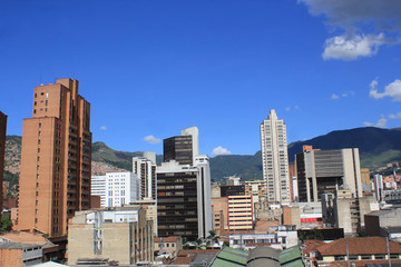 Fototapeta na wymiar Panorámica del centro de la ciudad. Medellín, Colombia.