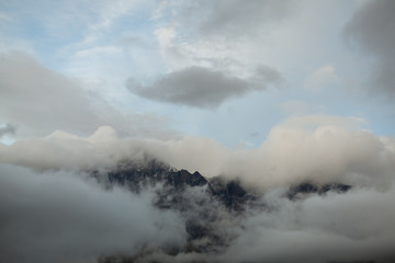 Fototapeta na wymiar mount peak in a clouds