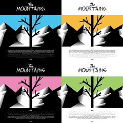the mountains plain illustration with the big tree