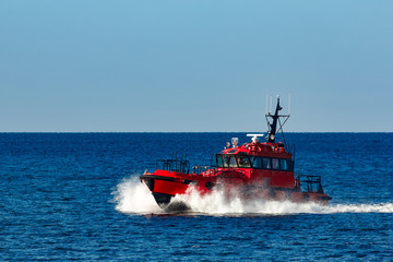 Red pilot boat