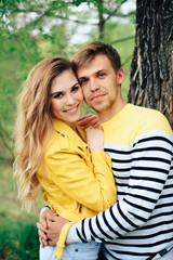 Fototapeta premium Romantic happy loving couple on nature in spring