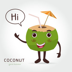Fresh drinking coconut cartoon vector illustration