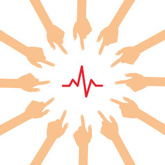 Hände zeigen auf - Puls Herzschlag