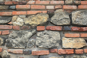 Muro de ladrillo y piedra.