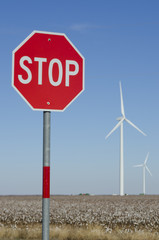 Brazos Wind Farm and Stop Sign