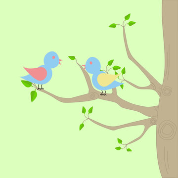 Two birds on a tree