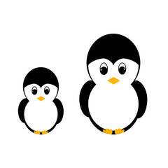 A vector image of a mother penguin with a child penguin in the sea