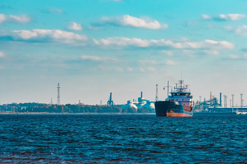 Fototapeta premium Blue bulk carrier
