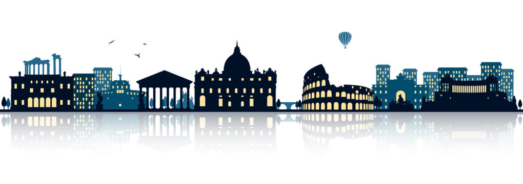 Fototapeta Rom Italien Skyline Silhouette Panorama