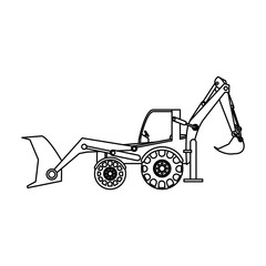 Fototapeta na wymiar excavator or backhoe construction heavy machinery icon image vector illustration design single black line