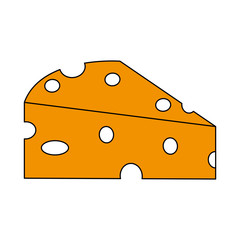 piece of cheese icon image vector illustration design partially colored