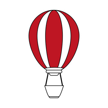 hot air balloon icon image vector illustration design partially colored